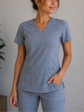 🌸3 for $30🌸 Cherokee Ciel Blue Scrub Top